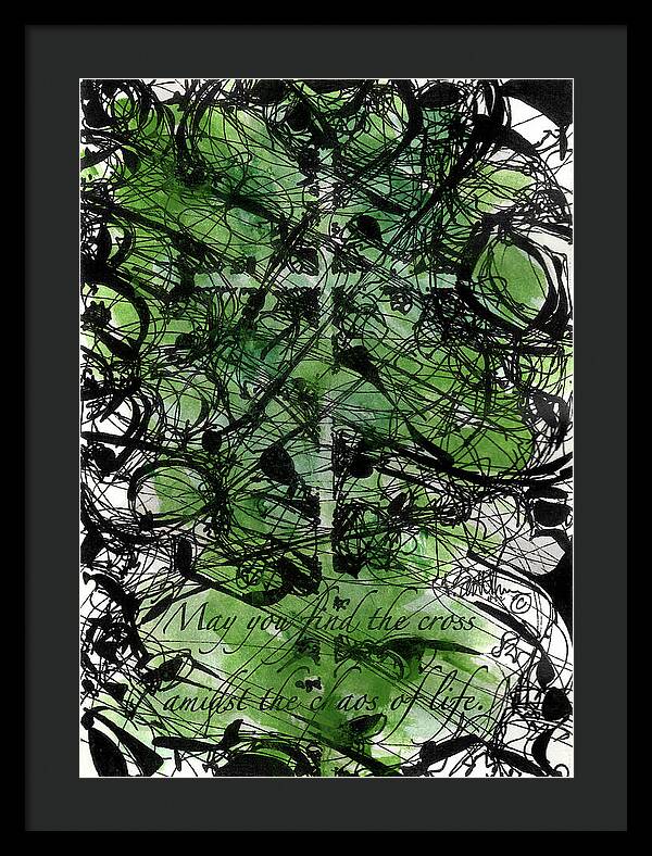 Chaos Order Cross 22 - Joyful Green - Framed Print