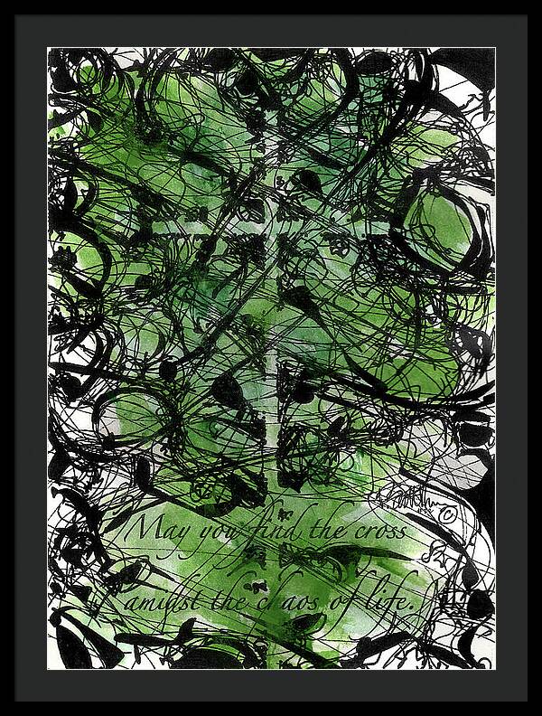 Chaos Order Cross 22 - Joyful Green - Framed Print