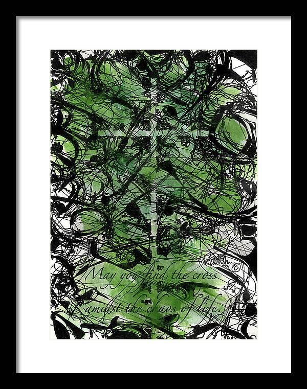 Chaos Order Cross 22 - Joyful Green - Framed Print