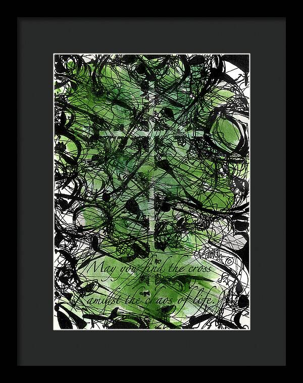 Chaos Order Cross 22 - Joyful Green - Framed Print