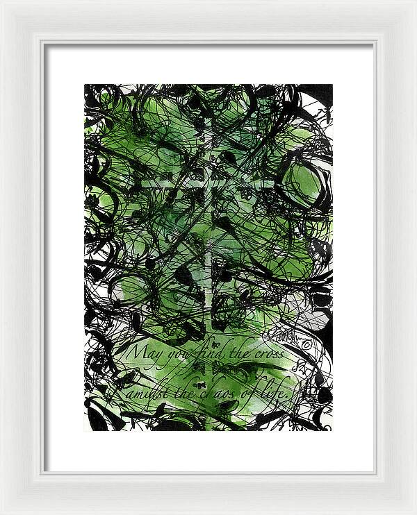 Chaos Order Cross 22 - Joyful Green - Framed Print