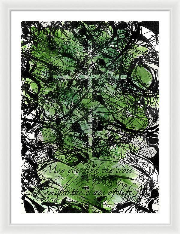 Chaos Order Cross 22 - Joyful Green - Framed Print