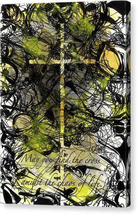 Chaos Order Cross 22 - Luminous Yellow - Canvas Print
