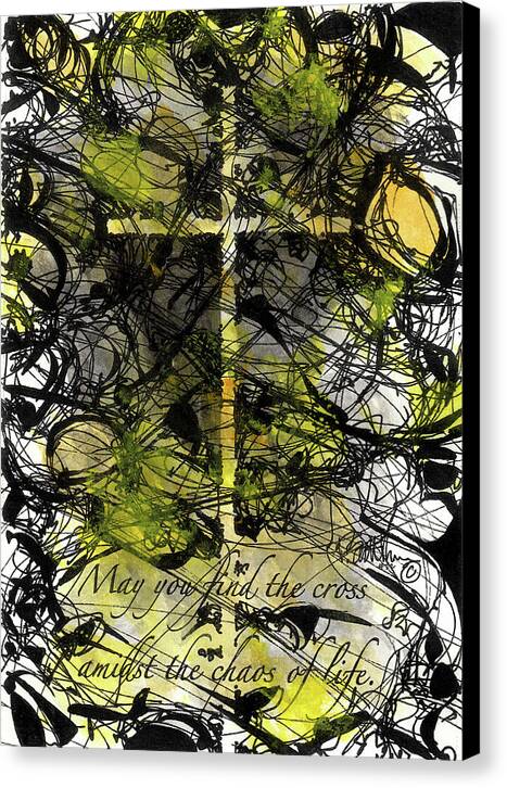 Chaos Order Cross 22 - Luminous Yellow - Canvas Print