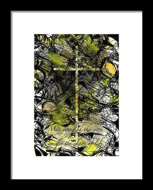 Chaos Order Cross 22 - Luminous Yellow - Framed Print