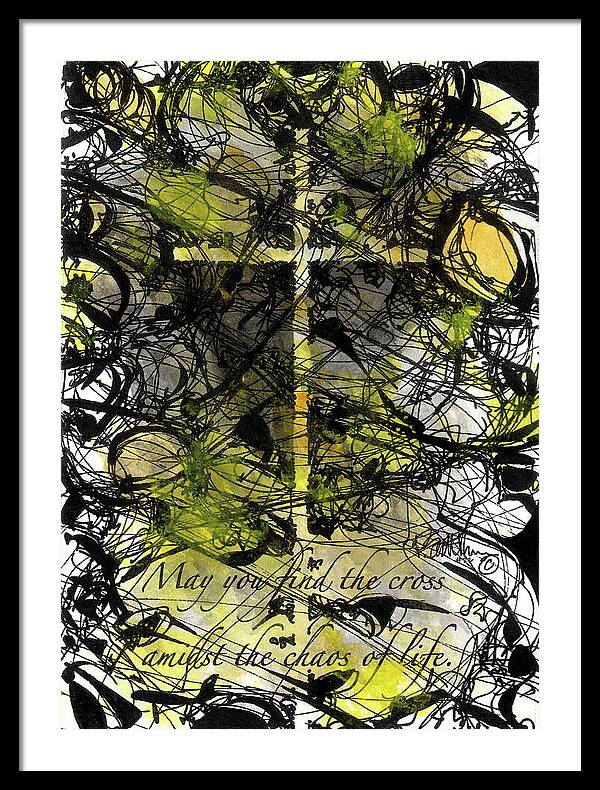 Chaos Order Cross 22 - Luminous Yellow - Framed Print