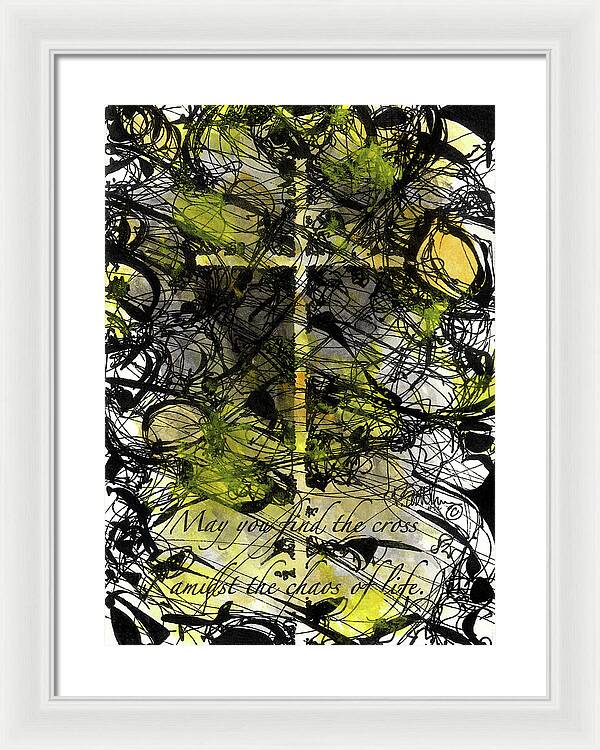 Chaos Order Cross 22 - Luminous Yellow - Framed Print
