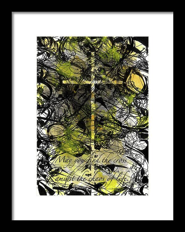 Chaos Order Cross 22 - Luminous Yellow - Framed Print