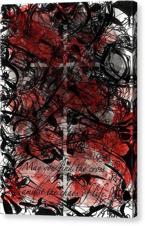 Chaos Order Cross 22 - Sorrowful Red - Canvas Print