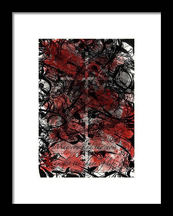 Chaos Order Cross 22 - Sorrowful Red - Framed Print