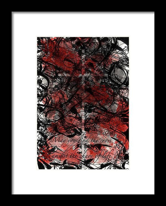 Chaos Order Cross 22 - Sorrowful Red - Framed Print