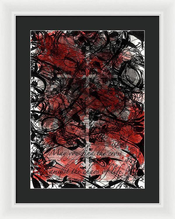 Chaos Order Cross 22 - Sorrowful Red - Framed Print