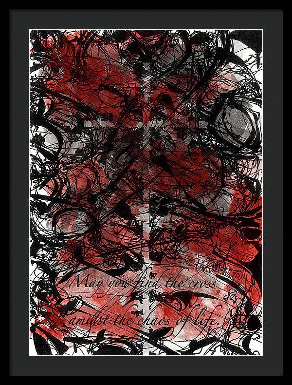 Chaos Order Cross 22 - Sorrowful Red - Framed Print