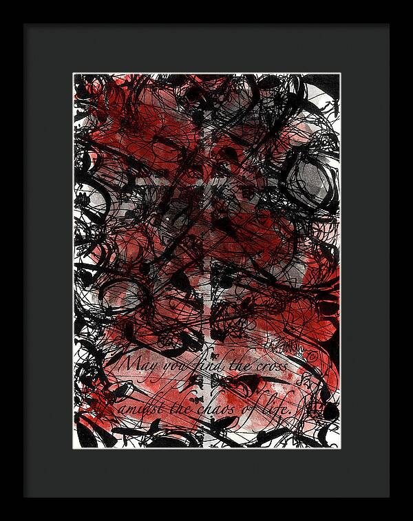 Chaos Order Cross 22 - Sorrowful Red - Framed Print