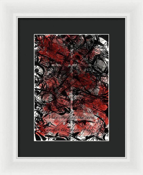 Chaos Order Cross 22 - Sorrowful Red - Framed Print