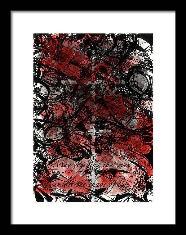 Chaos Order Cross 22 - Sorrowful Red - Framed Print