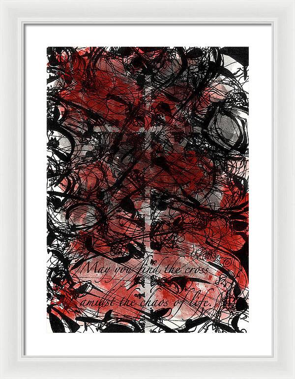 Chaos Order Cross 22 - Sorrowful Red - Framed Print