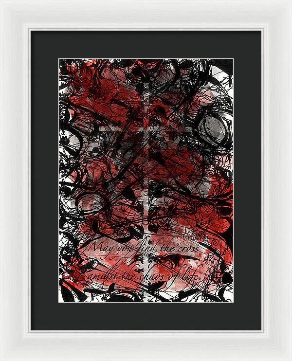 Chaos Order Cross 22 - Sorrowful Red - Framed Print