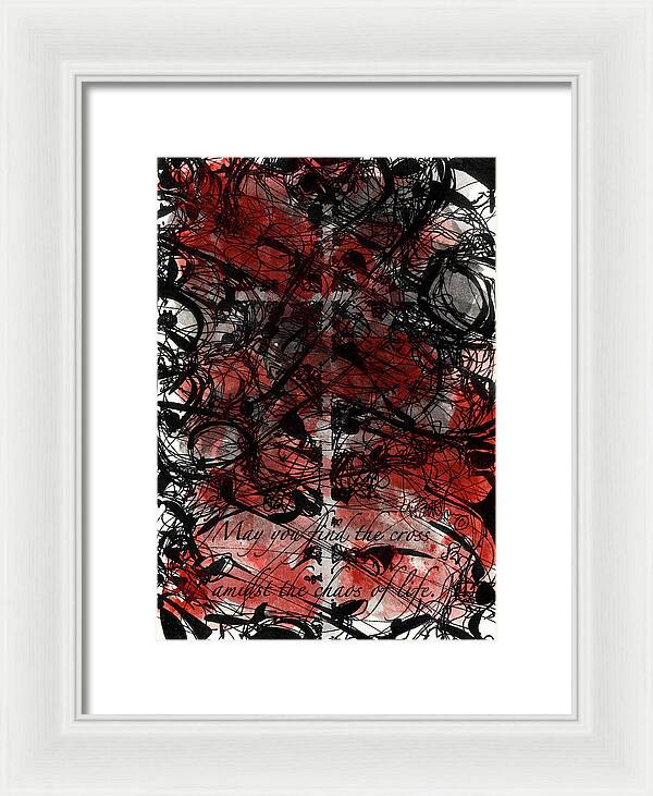 Chaos Order Cross 22 - Sorrowful Red - Framed Print
