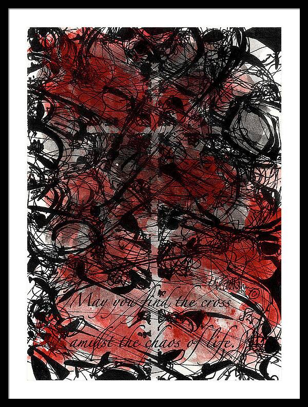 Chaos Order Cross 22 - Sorrowful Red - Framed Print