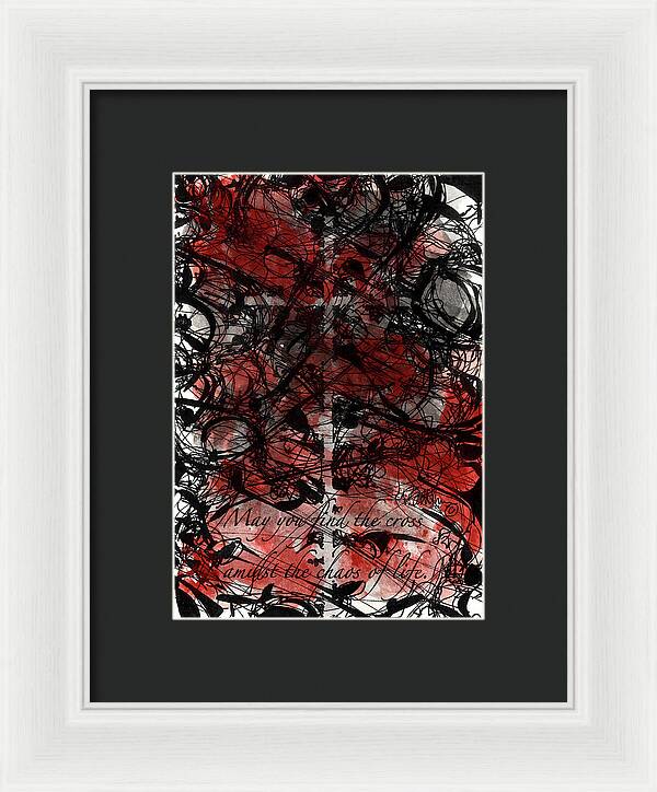 Chaos Order Cross 22 - Sorrowful Red - Framed Print
