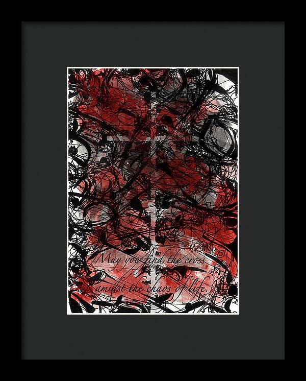 Chaos Order Cross 22 - Sorrowful Red - Framed Print