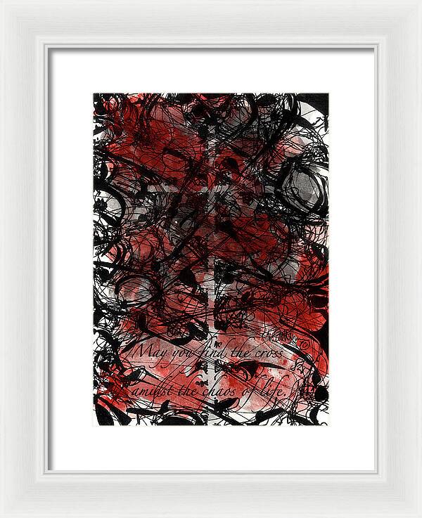 Chaos Order Cross 22 - Sorrowful Red - Framed Print
