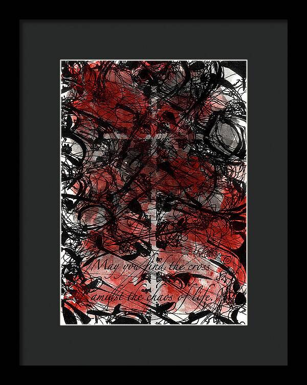 Chaos Order Cross 22 - Sorrowful Red - Framed Print