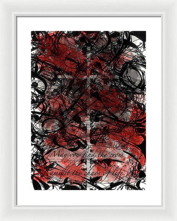 Chaos Order Cross 22 - Sorrowful Red - Framed Print