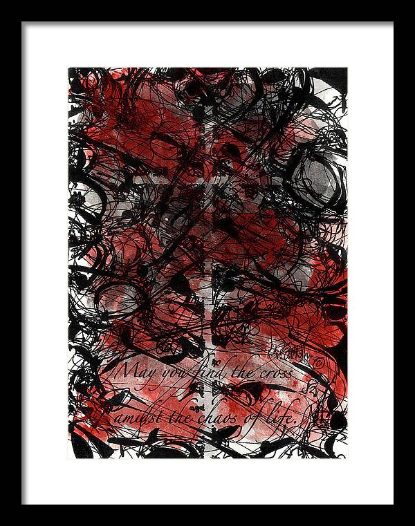Chaos Order Cross 22 - Sorrowful Red - Framed Print