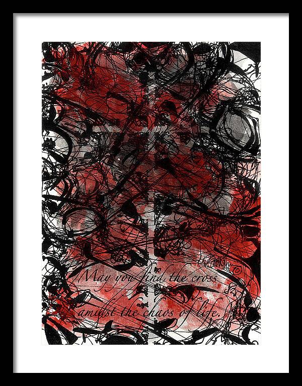 Chaos Order Cross 22 - Sorrowful Red - Framed Print