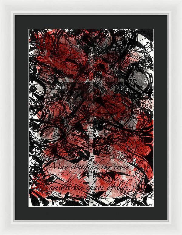 Chaos Order Cross 22 - Sorrowful Red - Framed Print