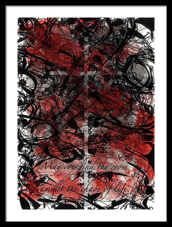 Chaos Order Cross 22 - Sorrowful Red - Framed Print
