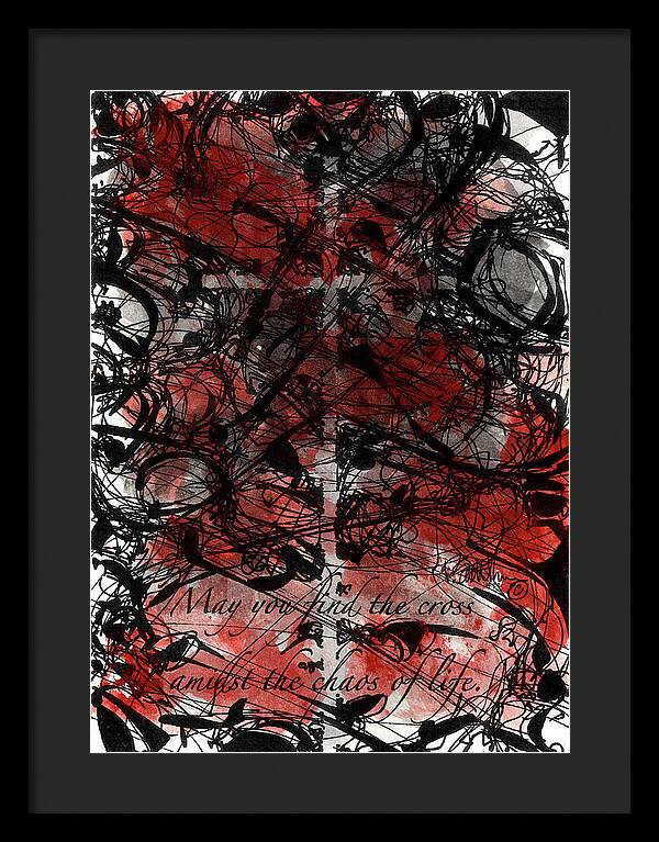 Chaos Order Cross 22 - Sorrowful Red - Framed Print