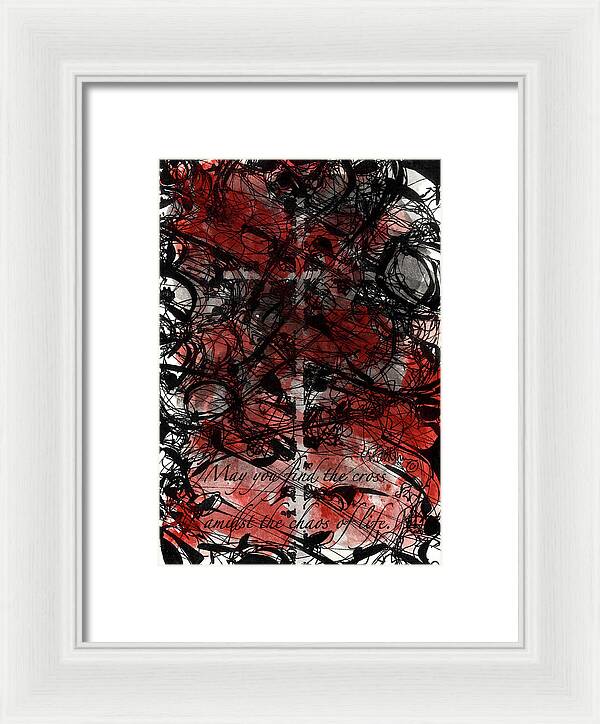 Chaos Order Cross 22 - Sorrowful Red - Framed Print