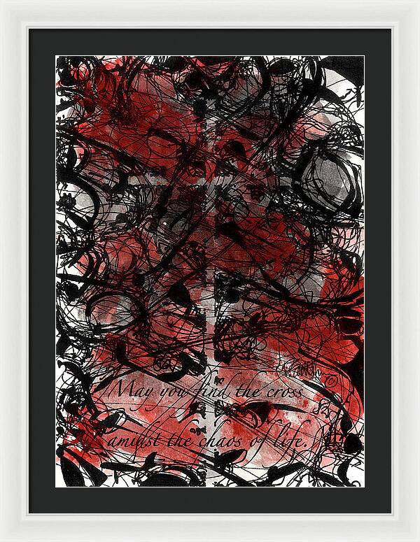 Chaos Order Cross 22 - Sorrowful Red - Framed Print