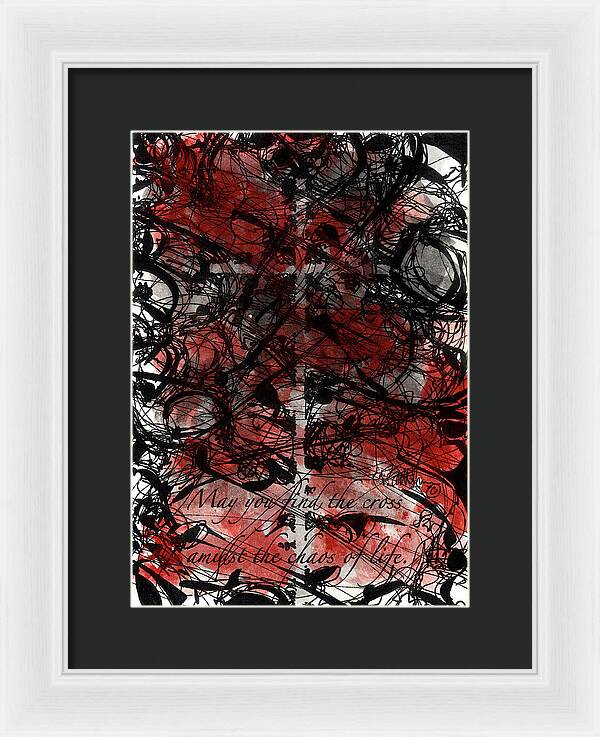 Chaos Order Cross 22 - Sorrowful Red - Framed Print
