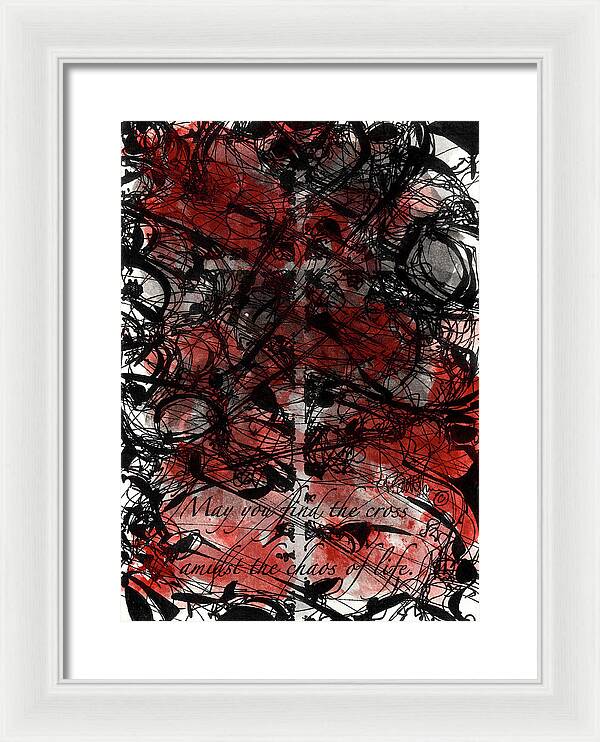 Chaos Order Cross 22 - Sorrowful Red - Framed Print