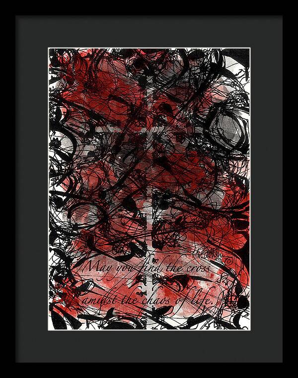 Chaos Order Cross 22 - Sorrowful Red - Framed Print