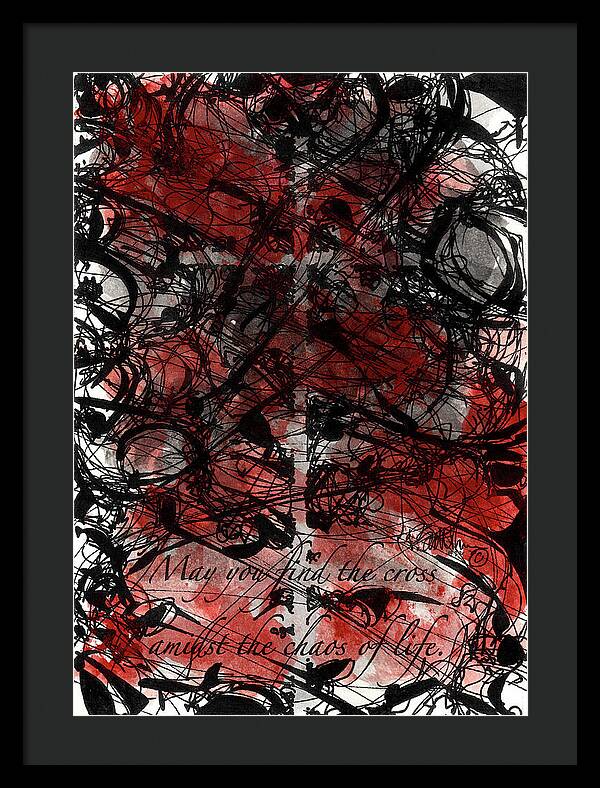 Chaos Order Cross 22 - Sorrowful Red - Framed Print