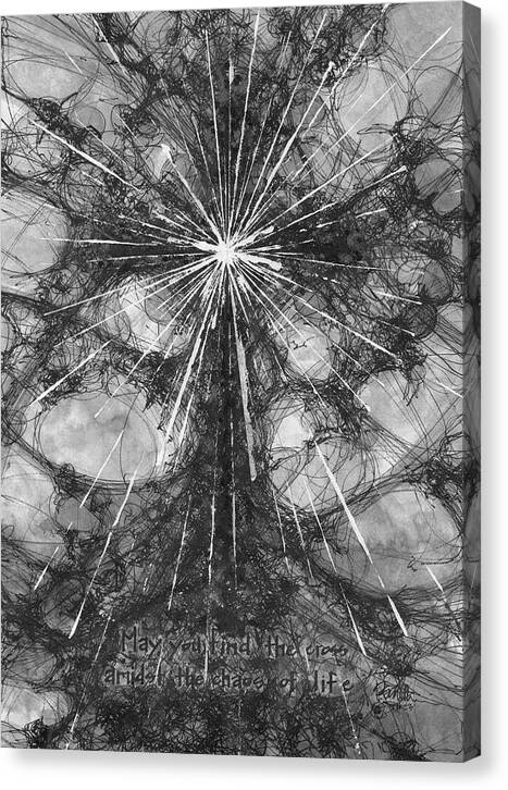 Chaos Order Cross 23 - Black and White - Canvas Print