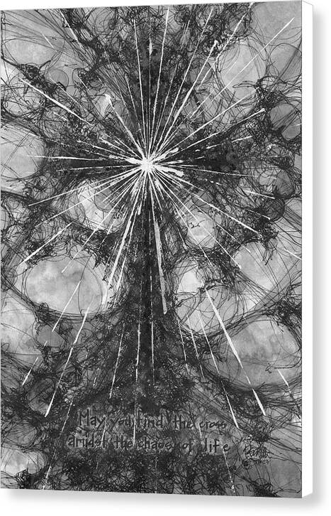 Chaos Order Cross 23 - Black and White - Canvas Print