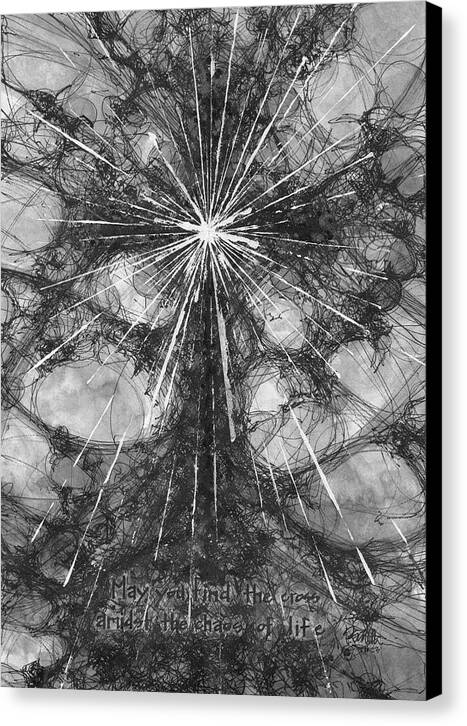 Chaos Order Cross 23 - Black and White - Canvas Print