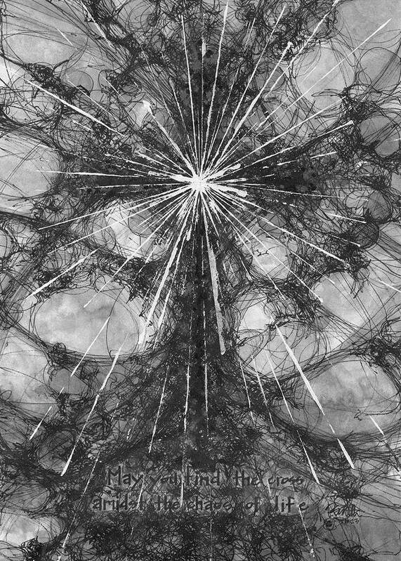 Chaos Order Cross 23 - Black and White - Art Print