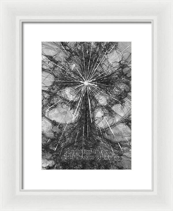 Chaos Order Cross 23 - Black and White - Framed Print