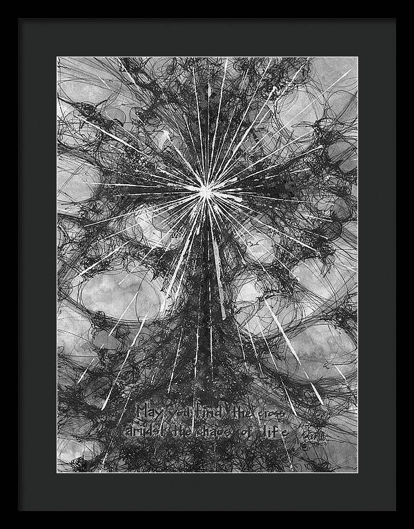 Chaos Order Cross 23 - Black and White - Framed Print