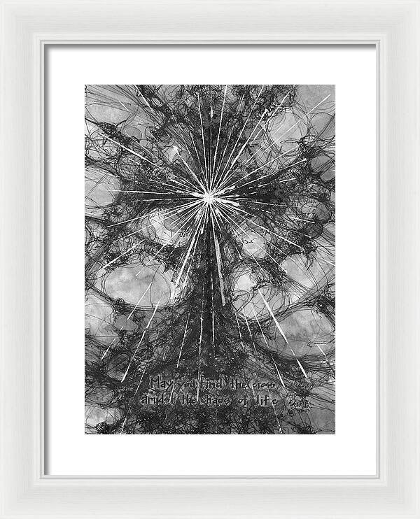 Chaos Order Cross 23 - Black and White - Framed Print