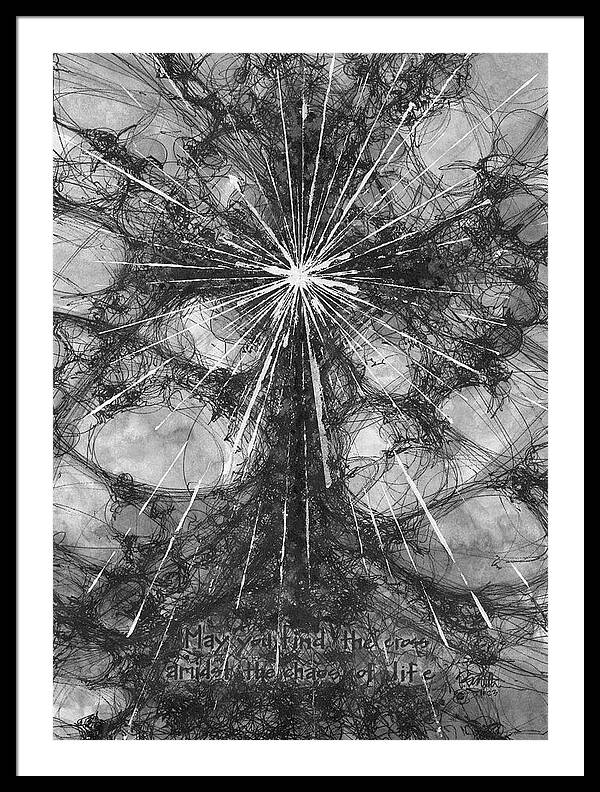 Chaos Order Cross 23 - Black and White - Framed Print