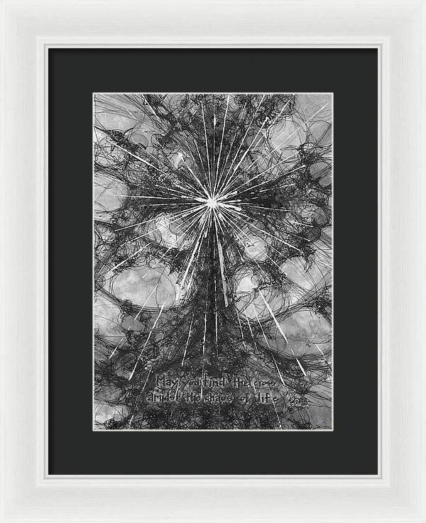 Chaos Order Cross 23 - Black and White - Framed Print