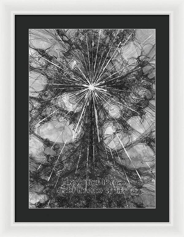 Chaos Order Cross 23 - Black and White - Framed Print